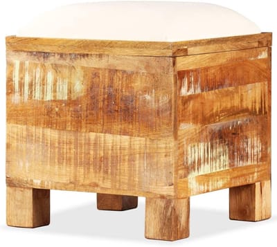Opbergbank Hout - Zitbank Kast - Extra Zitplaats - Gerecycled Hout - 40x40x45 cm - Geel