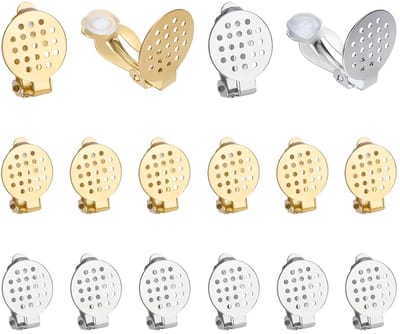 24 stuks oorbellen met clip van roestvrij staal, goud en zilver, met kussen voor vrouwen
