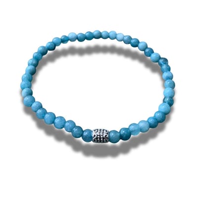 Armband - natuursteen - Chalcedoon - 4 mm - lengte 18,5 cm - zilverkleurig element - chalcedone