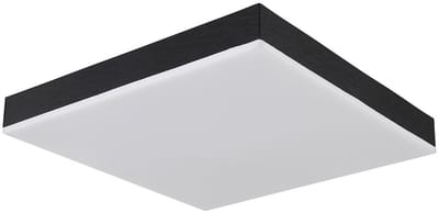Plafondlamp woonkamerlamp plafondlamp eetkamerlamp kantoorlamp vierkant, metaal zwart acryl wit kunststof, 1x LED 1200Lm 3000K warm wit, L 30 cm