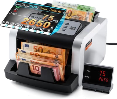 Professionele Bankbiljettenteller met Telmachine, Euro Sorteer Machine met Valse Detectie (UV/MG/IR)