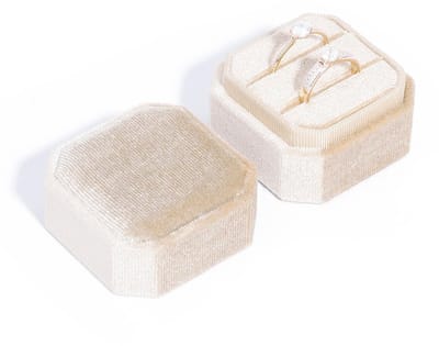 Dailygoods- Ringdoos Hexagonaal - Huwelijksringdoos - Ringdoosje Aanzoek - Sieradenbox - 2 Ringen - Hoogwaardige Fluweel - Juwelenbox