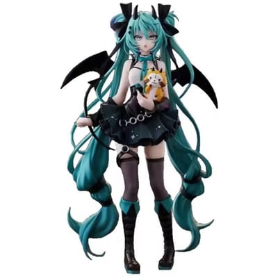 19cm Hatsune Hatsune Cartoon Kleine Duivel Wasbeer Kawaii Actiefiguur Pvc Poppenmodel Figuur Speelgoed Bureau Decoratie Cadeau Speelgoed High about 27cm black