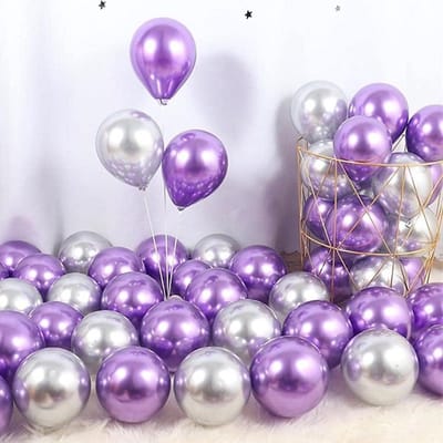 Feest Decoratie 50 stuks metallic ballonnen- Chrome glanzende ballonnen- verjaardag in paars en zilver- helium latex ballonnen- party ballonnen- voor verjaardagsdecoratie- decoratie bruiloft- feestdecoratie