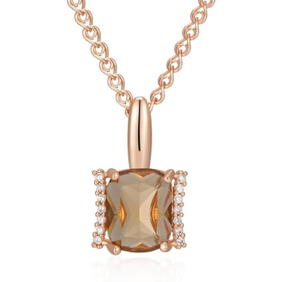Grand Collier Pendentif Zircon Naturel Marron Pour Femmes Mode Couleur Or Rose Haute Qualité Bijoux de Mariée beige
