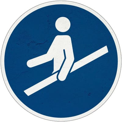 Trapleuning vasthouden gebodsbord - M012 | Sign Again materiaal | 10 cm