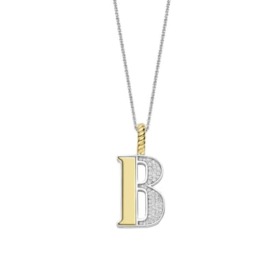 TI SENTO Dames Hanger - 925 zilver - Letter B - Zirkonia met geel verguld - 6840ZY_B