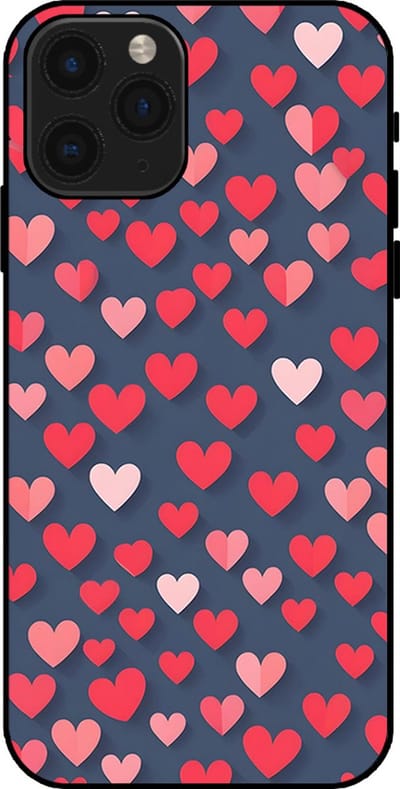 Smartphonica Telefoonhoesje Geschikt voor iPhone 11 Pro met Roze en Rode Hartjes Opdruk - TPU Backcover Case With Rosé and Red Heart Design geschikt voor iPhone 11 Pro