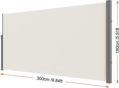 Mygroot - Uittrekbaar windscherm - 180x300 cm - Zijscherm voor tuin - Uittrekbaar scherm met zijschermen - Waterdicht - Uv30 - Uittrekbaar tuinscherm windscherm oprolbaar - Yellowish.