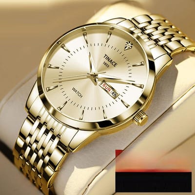 Engels Dubbele Kalender Automatisch Niet-mechanisch Horloge Heren Lichtgevend Waterdicht Zakelijk Casual Horloge one white