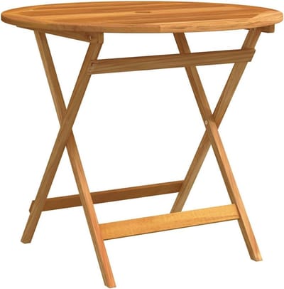 Tuintafel Eucalyptushout - Ronde Buiten Tafel - Buiten Eten - Inklapbaar Ontwerp - 90x75 cm - Bruin