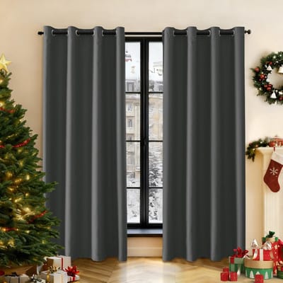 HEZIVO® Verduisterend Gordijn Kant en Klaar met Haakjes - Ondoorzichtig - Grijs - 140 x 160 cm