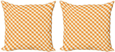 ABAKUHAUS Kussenhoes – Oranje/Wit 50x50 cm – Dubbelzijdig digitaaldruk – Rits