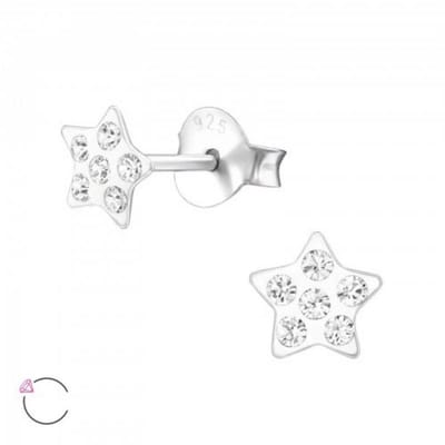 Aramat Jewels | Oorbellen | 925 Sterling Zilveren Sterretjes Oorknopjes met Transparant Kristal 5mm | | | |5mm | Zilver | Kinderen, Volwassenen | Verkleurd niet