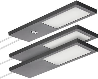 SOTECH set van 3 LED-meubellampen GIULIA II met / zonder sensor zwart, 4000K neutraal wit incl. transformator & verdeler Onderkastverlichting