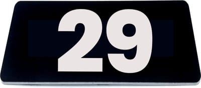 Nummerplaatje 29 - 80 x 50 x 1,6 mm - Zwart/wit - incl. 3M-tape | Nummerbordje - Deur en kamernummer - brievenbusnummers - Gratis verzending - 5 jaar garantie