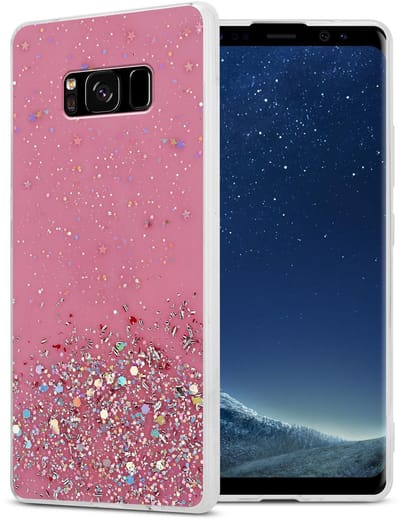 Cadorabo Hoesje geschikt voor Samsung Galaxy S8 in Roze met Glitter - Beschermhoes van flexibel TPU silicone met fonkelende glitters Case Cover Etui