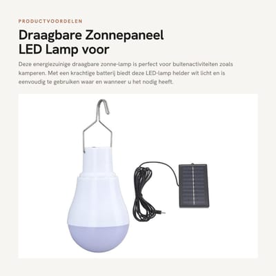 Dailygoods- Zonne-lamp Energiezuinig - Draagbare Zonne-lampen - LED Noodlamp - Zonnepaneel - Campinglicht - 500 mAh Batterij - Tuinverlichting