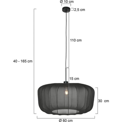 Hanglamp Sparkled Light Zwart Metalen en Textiel Hoogteinstelbaar Binnen Trendy - Steinhauer 3602ZW + K4193SS