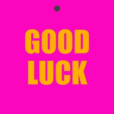Cadeaukaartje – “Good Luck” – 20 Stuks – Roze / Oranje - Neon - 7mm x 7mm - Wenskaartje - Met boorgaatje - Serie: NEON NOTES - Fluor / Neon Kleuren