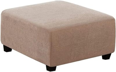 Poef Hoes - Voetenbank Overtrek - Woonkamer Decoratie - Stretch Jacquard Stof - 43-55 cm - Gedessineerd