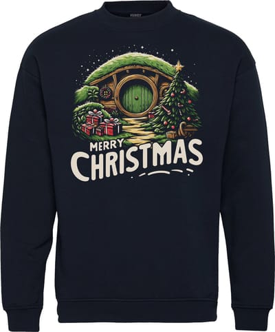 Kersttrui Hobbit Hole | Foute Kersttrui Dames Heren | Kerstcadeau | Kerstpakket | Navy | maat XS