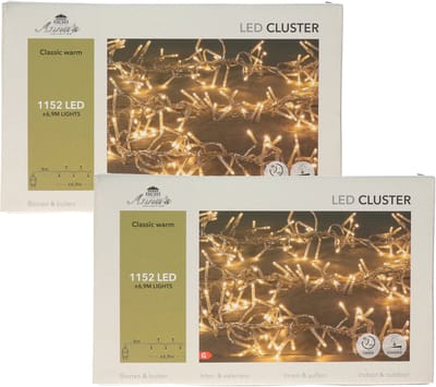 Anna's Collection Clusterverlichting - 2x - 1152 led lampjes - klassiek warm wit - 690 cm - kerstverlichting