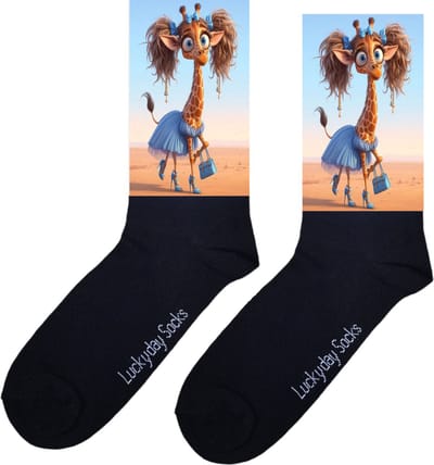 Giraffe sokken - Grappige sokken - vrolijke sokken - print sokken - valentijn cadeau - Kerstcadeau - Kerstkado - leuke dames en heren sokken - moederdag - vaderdag - Sokken waar je vrolijk van wordt - Maat 37-44
