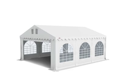 Grizzly Outdoor Partytent 5x6 m PVC doorloophoogte 2,20 m, koperen zeilringen, incl. condenssluis Wit
