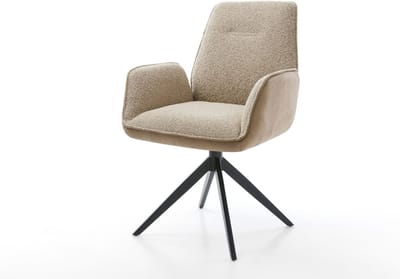 Eetkamerstoel Zoa-Flex kruisframe breed zwart materiaalmix mud 360° draaibaar rocker-functie pocketveer kern