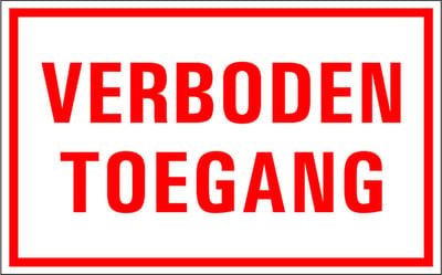 Verboden toegang tekststicker 200 x 125 mm