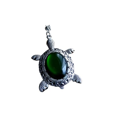 2 Love it Schildpad Junglegreen - Ketting - Lengte 40 + 5 cm - Stainless steel - Metaal - Groen - Zilverkleurig