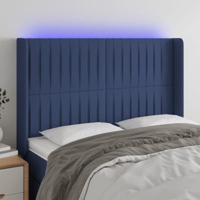 vidaXL - Hoofdbord - LED - 147x16x118/128 - cm - stof - blauw
