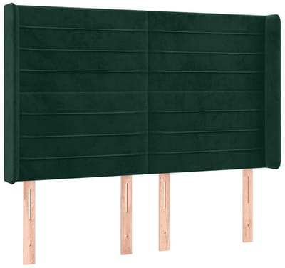 vidaXL - Hoofdbord - met - randen - 147x16x118/128 - cm - fluweel - donkergroen