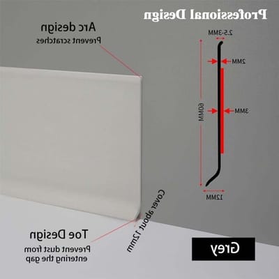 Zelfklevende Flexibele PVC Plinten, Muurafwerking en Basisprofielen voor Binnengebruik (3m L, 6cm B)