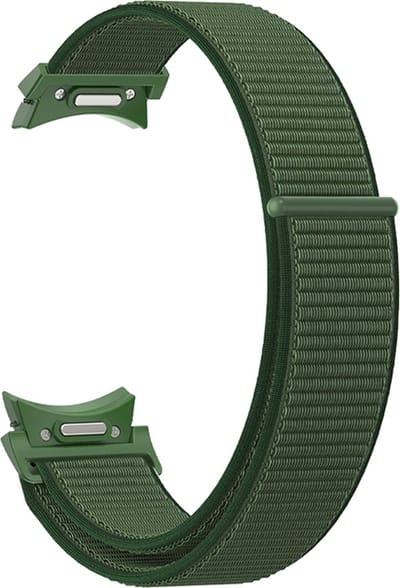 Nylon bandje - geschikt voor Samsung Galaxy Watch 7 / Watch FE / 6 / Watch 6 Classic - donkergroen