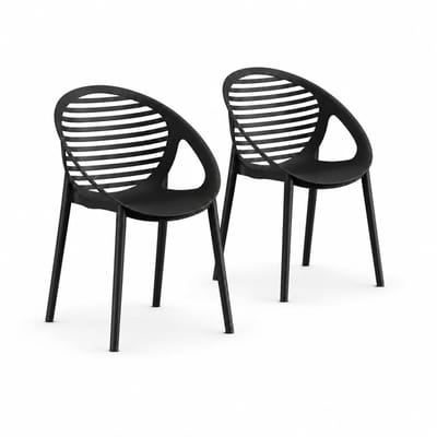 DS4U® - Stijn tuinstoel - Set van 2 - Zwart - Kunststof - Stapelbaar
