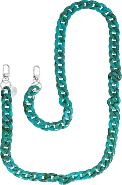 xoxo Wildhearts telefoonkoord - Blue Ocean - Lang koord - Geschikt voor iPhone - Geschikt voor Samsung - Universeel Phone cord - Telefoonketting - Koord voor telefoon - Telefoon hanger ketting Blauw