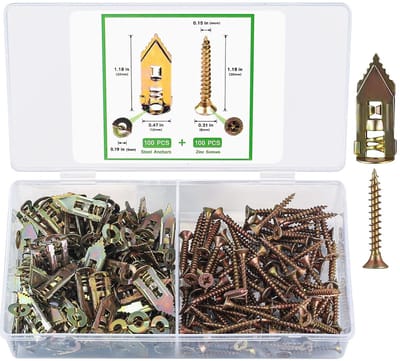 Dailygoods - Zelfborende uitbreidingsschroeven, 200 stuks gipsplaatankers met schroeven, gegalvaniseerde gipsplaatbevestigingen voor tv, fiets, plankriemen en kasten