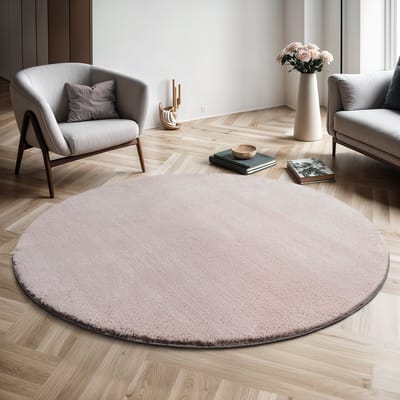 the carpet RELAX – Extra Zacht & Wasbaar Vloerkleed tot 30°C met Antislip Onderzijde – Fluweelachtige Structuur – Voor Slaapkamer of Woonkamer – Roze, 160 cm rond