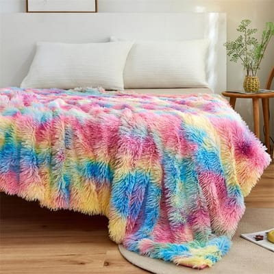 Witte pluizige deken voor bed, deken voor bank, zachte imitatiebont deken comfortabele shaggy gezellige pluche harige dekens bankhoes 80x120cm