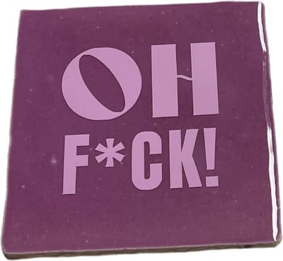 Hippe tegeltje met tekst: Oh Fuck | Mauve met pastel paars | Gepersonaliseerde cadeau | Hippe Spreuktegel | Nieuwe woning cadeau | Housewarming cadeau