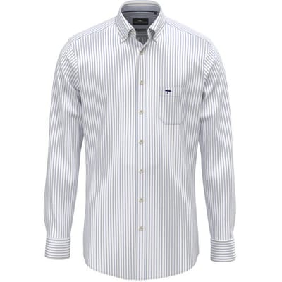 Fynch-Hatton Overhemd Poplin Stripe Button-Down Licht Blauw / male