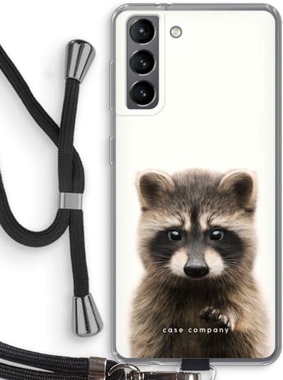 Hoesje met koord geschikt voor Samsung Galaxy S21 hoesje met Koord - Rocco - Telefoonhoesje met Zwart Koord - Bescherming aan alle Kanten en Over de Schermrand
