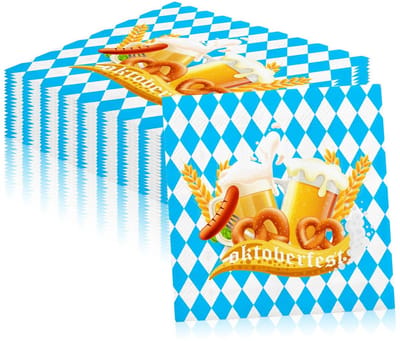 Dailygoods- Servetten 20 stuks - Oktoberfest - Papieren Servetten - Tafeldecoratie - Blauw/wit - 33 x 33 cm - Feestservetten