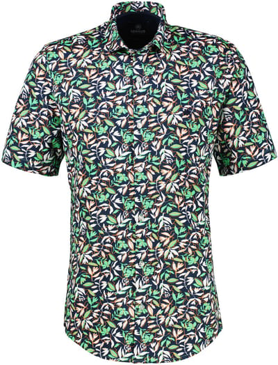 LERROS Overhemd met korte mouwen en bloemenprint, grote maten , Maat: 3XL , Kleur: MINT WATER , 100% katoen