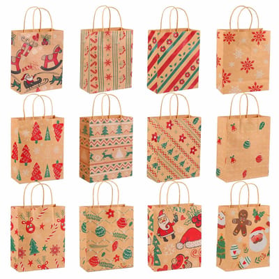 Dailygoods - Cadeauzakjes voor Kerstmis - 24 Stuks Papieren Zakjes, Kerstcadeauzakjes