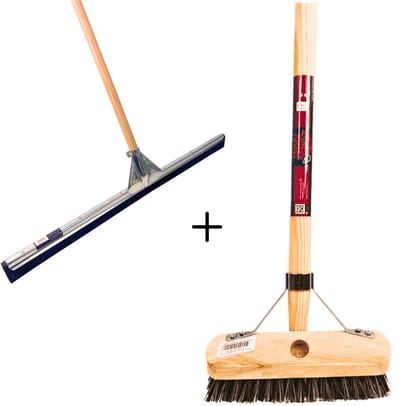 Synx Tools Set van 2 – 75cm Vloertrekker & 22cm Schrobbezem met Steel – Vloerwisser en Schoonmaakbezem