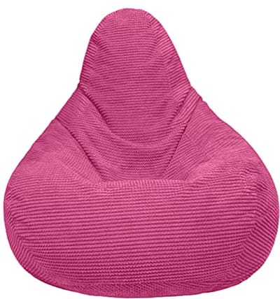 Ergonomische Hoge Rug Zitzak voor Volwassenen | Corduroy Stof Indoor Lounge Stoel | Gaming Beanbag Recliner | Roze