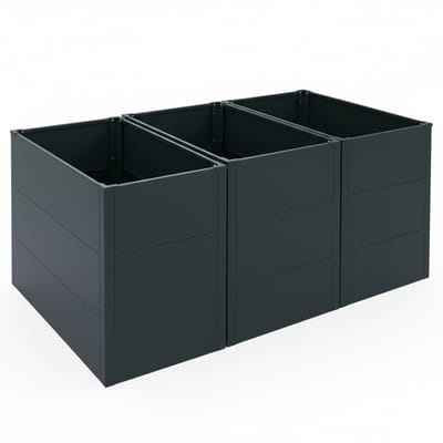 Set van 3 verhoogde plantenbakken MCW-P64, metalen verhoogde plantenbak voor groenten/planten, bloembak, plantenkuip, staal 77x150x100 cm ~ groen